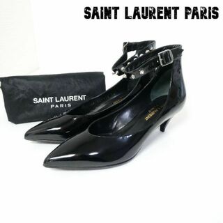 サンローラン(Saint Laurent)の極美品 SAINT LAURENT PARIS エナメル ストラップ パンプス(ハイヒール/パンプス)