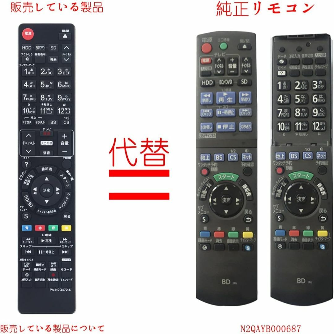 73 Panasonic DIGAブルーレイディスクレコーダー 代替リモコン1 スマホ/家電/カメラのテレビ/映像機器(その他)の商品写真