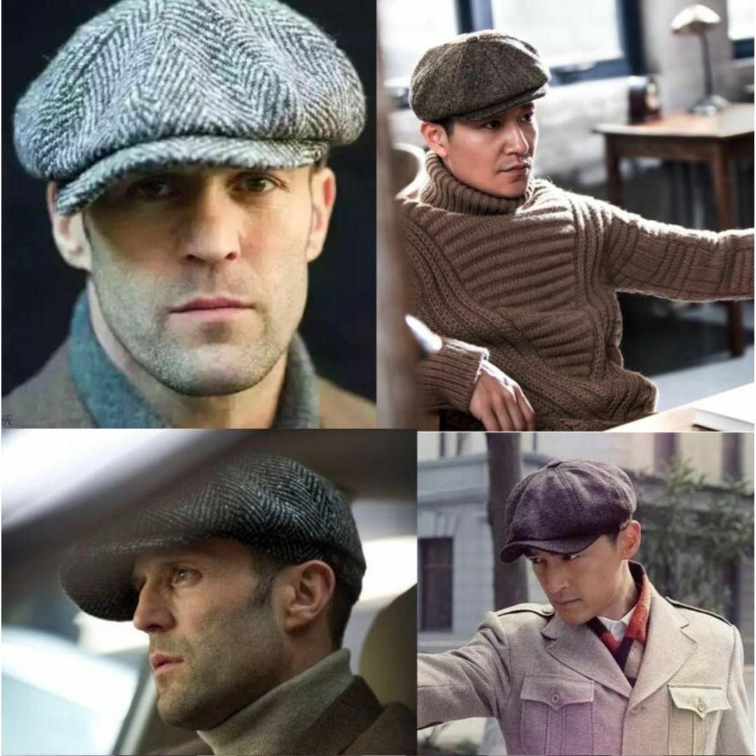 ブラウン L キャスケット ツイード メンズ ハンチング帽 ベレー帽　帽子 メンズの帽子(ハンチング/ベレー帽)の商品写真