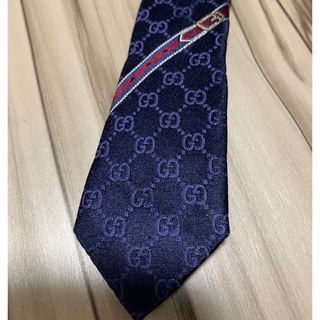 グッチ(Gucci)のGUCCI  ネクタイ　ネイビー×パープル　Gマーク(ネクタイ)