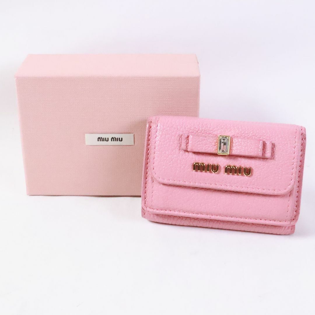 MIU MIU - miumiu　ミュウミュウ三つ折り財布 ピンクリボン 5MH021　美品