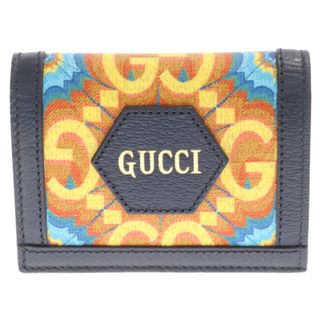 グッチ(Gucci)のGUCCI グッチ GGカレイドスコープ 100周年記念 676297 カードケースウォレット コンパクトウォレット 財布 ネイビー(名刺入れ/定期入れ)