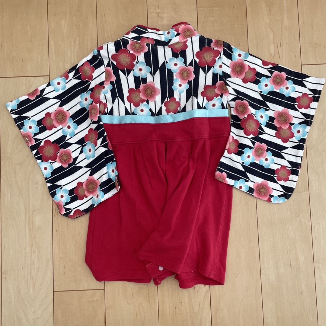 女の子 ひな祭り 赤 袴風 ロンパース　70 キッズ/ベビー/マタニティのベビー服(~85cm)(和服/着物)の商品写真