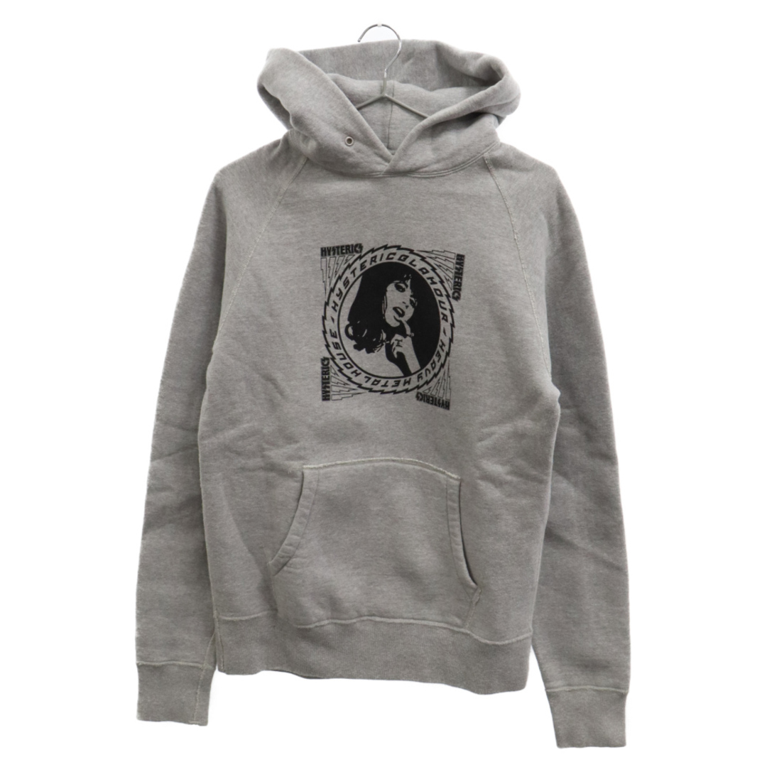 HYSTERIC GLAMOUR(ヒステリックグラマー)のHYSTERIC GLAMOUR ヒステリックグラマー ヒスガール フロントプリント プルオーバーパーカースウェットパーカー フーディ グレー 2CF-6060 メンズのトップス(パーカー)の商品写真