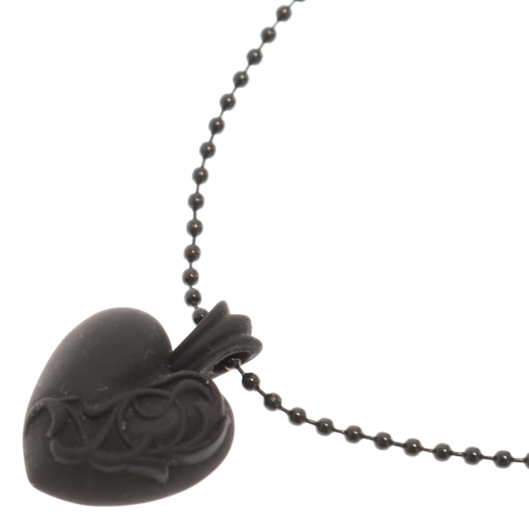 CHROME HEARTS クロムハーツ 23SS Silicone Rubber Heart Necklace シリコンラバーハートネックレス ペンダント ネックレストップ ボールチェーン アクセサリー ブラック24ミリ総重量