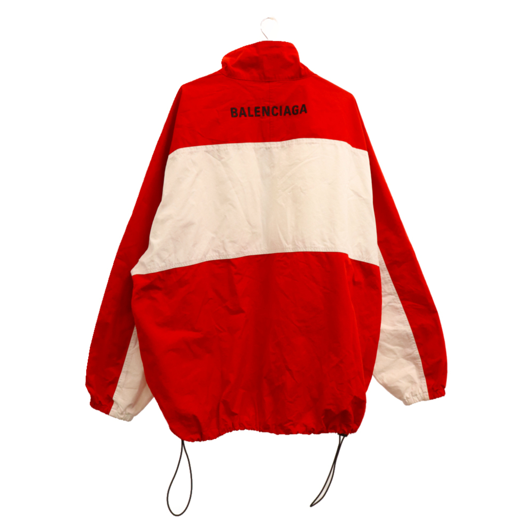 Balenciaga(バレンシアガ)のBALENCIAGA バレンシアガ 19AW TRACKSUIT POPLIN SHIRT JACKET ロゴ刺繍オーバーサイズトラックジャケット 571434 TYB18 ホワイト/レッド メンズのジャケット/アウター(フライトジャケット)の商品写真