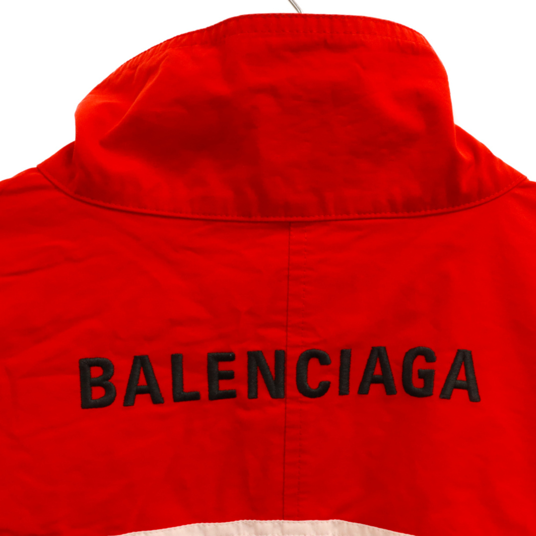 Balenciaga(バレンシアガ)のBALENCIAGA バレンシアガ 19AW TRACKSUIT POPLIN SHIRT JACKET ロゴ刺繍オーバーサイズトラックジャケット 571434 TYB18 ホワイト/レッド メンズのジャケット/アウター(フライトジャケット)の商品写真