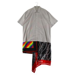 バレンシアガ(Balenciaga)のBALENCIAGA バレンシアガ 19SS MULTICOLOUR MULTI-PANELED PATTERNED DRESS ストライプ スカーフドッキング半袖ワンピース マルチ 556248(ロングワンピース/マキシワンピース)