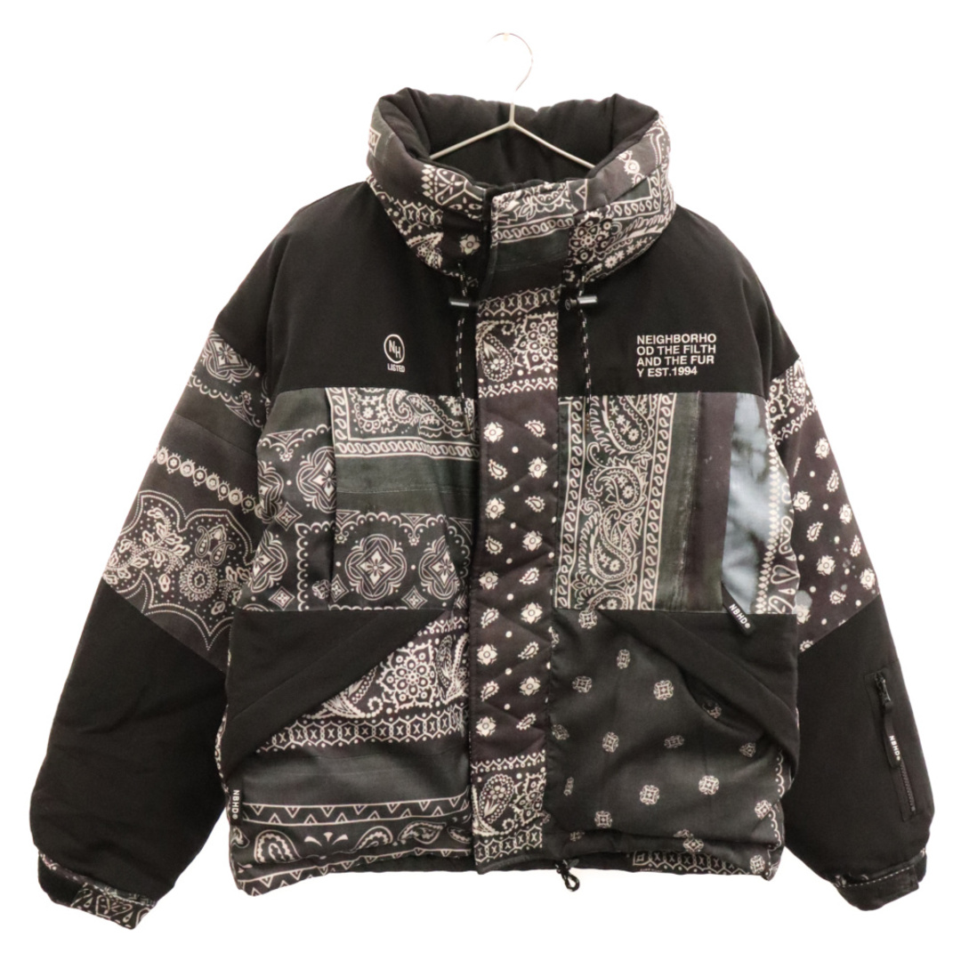 NEIGHBORHOOD(ネイバーフッド)のNEIGHBORHOOD ネイバーフッド 21AW BANDANA CHOPPED DOWN /E-JKT バンダナ クロップド ダウンジャケット 212TSNH-JKM11 ブラック メンズのジャケット/アウター(ダウンジャケット)の商品写真