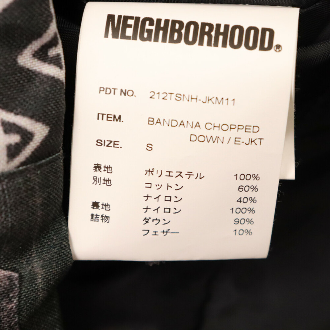 NEIGHBORHOOD(ネイバーフッド)のNEIGHBORHOOD ネイバーフッド 21AW BANDANA CHOPPED DOWN /E-JKT バンダナ クロップド ダウンジャケット 212TSNH-JKM11 ブラック メンズのジャケット/アウター(ダウンジャケット)の商品写真