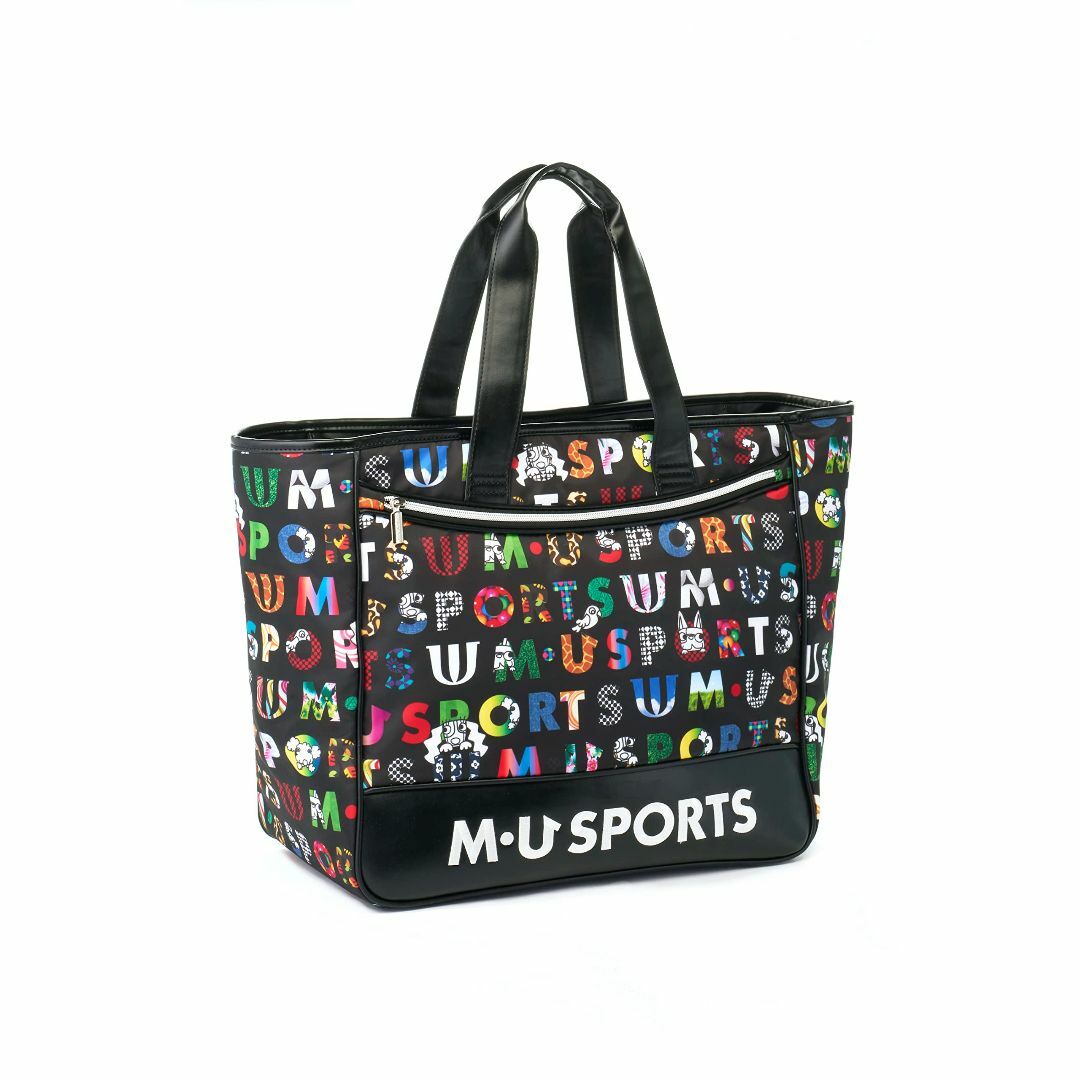 【色: ブラック】MU SPORTS 2023SS◆カラフルロゴプリント総柄ボス