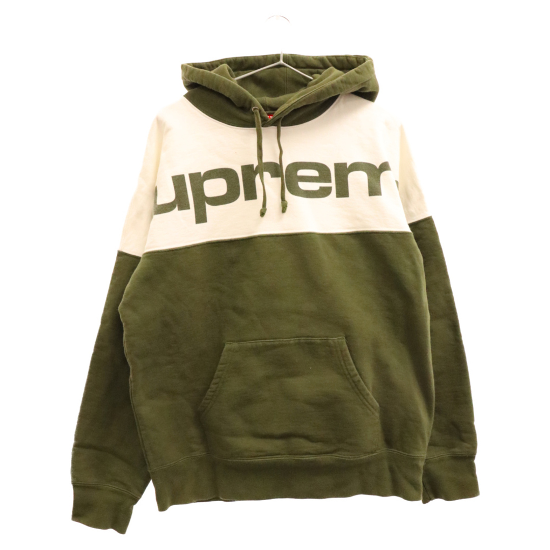 Supreme(シュプリーム)のSUPREME シュプリーム 17AW Blocked Hooded Sweatshirt ブロックド フーデッド プルオーバースウェットパーカー カーキ メンズのトップス(パーカー)の商品写真