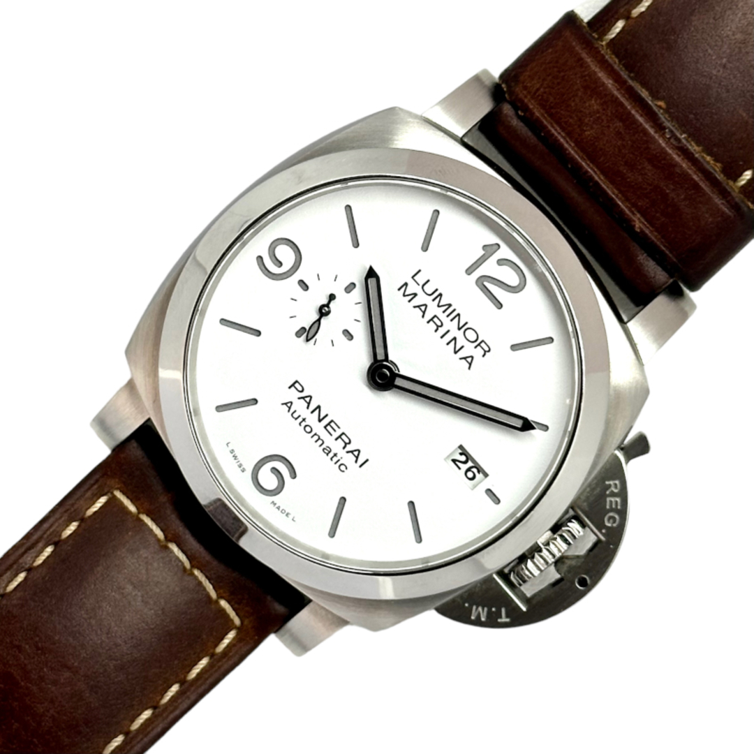時計パネライ PANERAI ルミノールマリーナ 44㎜ ブラック文字盤 Y番 PAM01314 シルバー/ブラウン ステンレススチール 自動巻き メンズ 腕時計