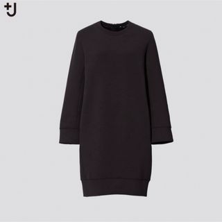 ユニクロ(UNIQLO)の【未使用・タグ付き】ユニクロ +J  ドライスウェットワンピース　長袖　黒　M(ひざ丈ワンピース)