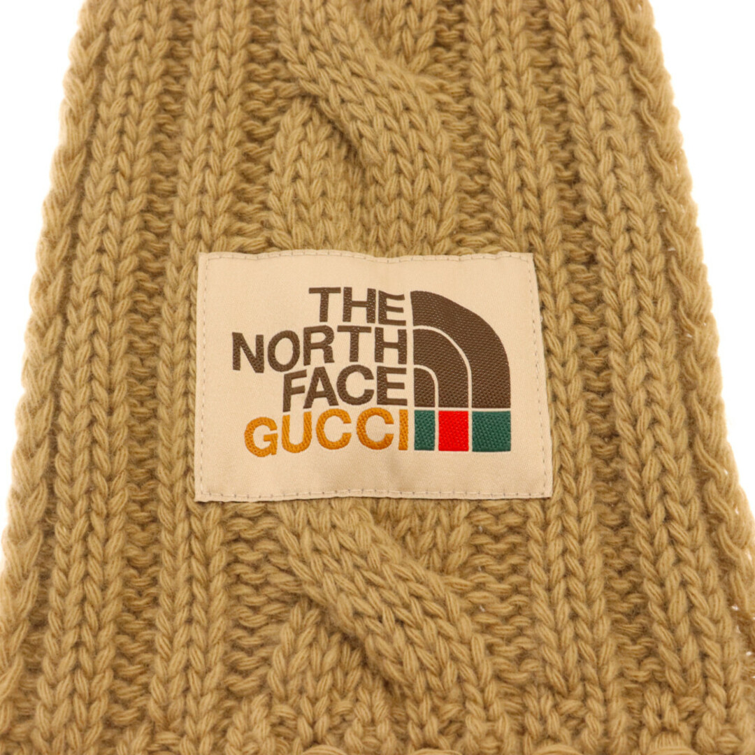 Gucci(グッチ)のGUCCI グッチ ×THE NORTH FACE×ザノースフェイス ウールニットフリンジ ローゲージマフラー ブラウン 653561 4G200 メンズのファッション小物(マフラー)の商品写真