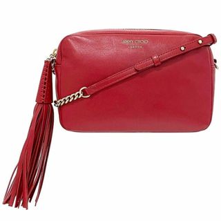 ジミーチュウ(JIMMY CHOO)のジミーチュウ ショルダーバッグ レッド 美品 レザー(ショルダーバッグ)