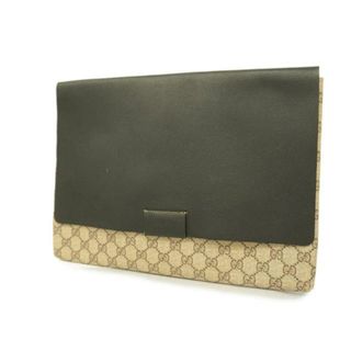 グッチ(Gucci)の【4ec2180】グッチ クラッチバッグ/GGスプリーム/387088/PVC/レザー/ブラック/ベージュ(セカンドバッグ/クラッチバッグ)