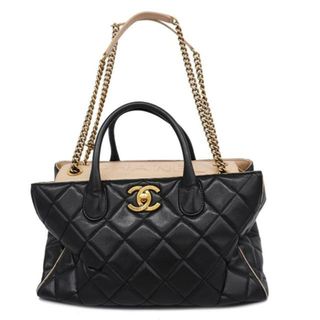 シャネル(CHANEL)の【4ec2204】シャネル ツーウェイバッグ/マトラッセ/チェーンショルダー/ラムスキン/ブラック/ベージュ/ゴールド金具(その他)