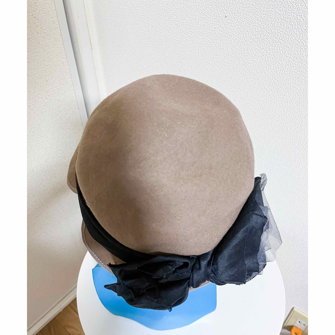 CA4LA(カシラ)のca4la 日本製 ウール　ハット　帽子　ベージュ　リボン　グレイッシュブラウン レディースの帽子(ハット)の商品写真
