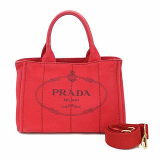 プラダ(PRADA)の【限界値下げ祭39-OF】  プラダ カナパトート ミニ ショルダーバッグ プラダ キャンバス レッド レディース PRADA 中古ハンドバッグ(ショルダーバッグ)