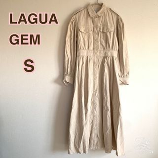 ラグアジェム(LAGUA GEM)のラグアジェム S ロングワンピース ベージュ 綿 コーデュロイ おしゃれ(ロングワンピース/マキシワンピース)