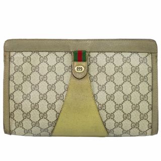 グッチ(Gucci)の本物 グッチ GUCCI シェリーライン GGスプリーム クラッチバッグ セカンドバッグ ベージュ Sherry Line バッグ 中古(クラッチバッグ)