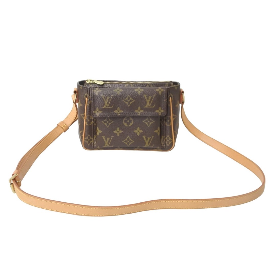 LOUIS VUITTON ルイヴィトン ショルダーバッグ M51165 ヴィバシテPM ブラウン モノグラム ゴールド金具 美品  58979ファスナー外側