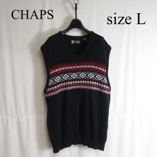 チャップス(CHAPS)の00s CHAPS ネイティブ柄 オーバーサイズ ニット ベスト セーター L(ベスト)