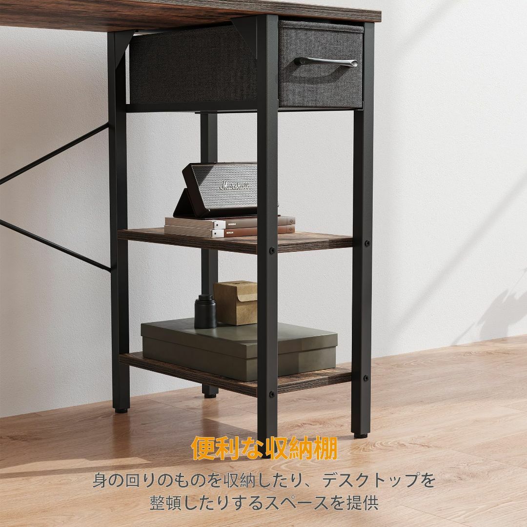 オフィス家具【色: ブラウン】CubiCubi パソコンデスク 机pcデスク 引き出し付き