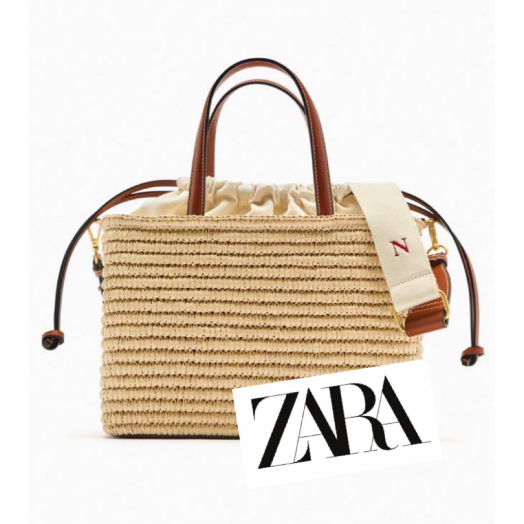 ZARA(ザラ)の新品　未使用　タグ付き　zara ザラ　バスケット　ラフィア　カゴ　バッグ レディースのバッグ(かごバッグ/ストローバッグ)の商品写真