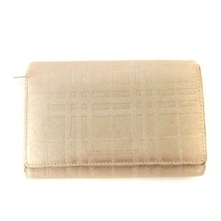 バーバリー(BURBERRY)のバーバリー 三つ折り財布 レザー エンボスチェック シャンパンピンク ■GY14(財布)