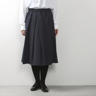 crespi クレスピ グログランスカート ネイビー 紺 オフィスカジュアル(ひざ丈スカート)