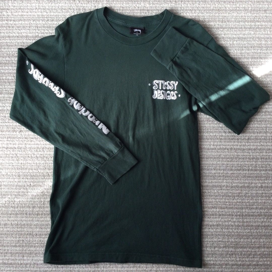 STUSSY(ステューシー)のstussy ステューシー 長袖 緑 プリント ロンT グリーン S カーキ メンズのトップス(Tシャツ/カットソー(七分/長袖))の商品写真