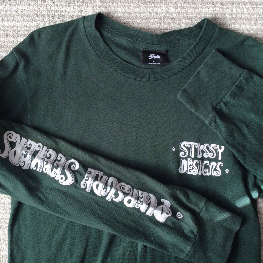 STUSSY(ステューシー)のstussy ステューシー 長袖 緑 プリント ロンT グリーン S カーキ メンズのトップス(Tシャツ/カットソー(七分/長袖))の商品写真