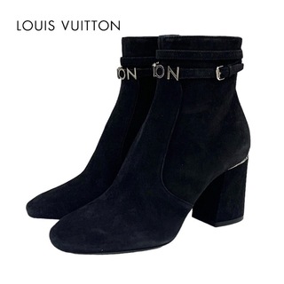 ルイヴィトン(LOUIS VUITTON)の未使用 ルイヴィトン LOUIS VUITTON コールバックライン ブーツ ショートブーツ アンクルブーツ 靴 シューズ ロゴ スエード ブラック 黒(ブーツ)