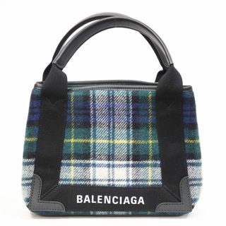 バレンシアガ(Balenciaga)のバレンシアガ BALENCIAGA チェック柄 スモール ネイビーカバ ハンドバッグ グリーン レディース 中古(ハンドバッグ)