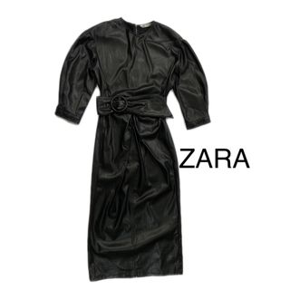 ザラ(ZARA)のZARA レザーワンピース　ブラック　(ロングワンピース/マキシワンピース)