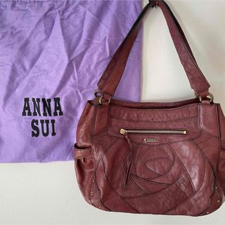 アナスイ(ANNA SUI)のアナスイ レザー 革 ローズウッド 薔薇 ハンドバッグ  セミショルダー(ハンドバッグ)