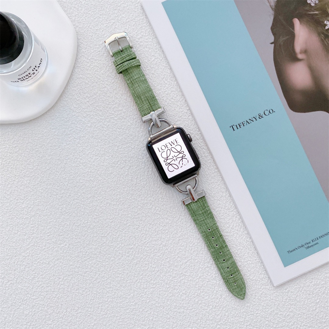 Apple Watch フェイクレザー バンド 38/40/41mm　グリーン レディースのファッション小物(腕時計)の商品写真