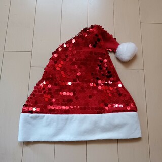 クリスマス　帽子　ラメ　三角帽子　大人用　サンタクロース(衣装)