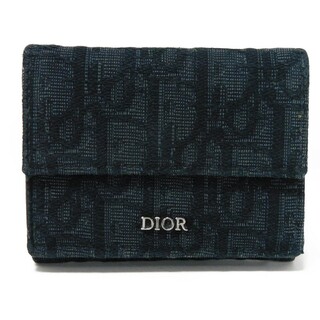 ディオール(Dior)のDior ディオール コンパクト ウォレット トロッター スナップボタン フラップ オブリーク ジャガード ブラック 三つ折り財布 2OBBC110YSE_H03E(折り財布)