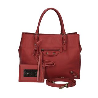 バレンシアガ(Balenciaga)の【限界値下げ祭】 バレンシアガ BALENCIAGA ペーパー ハンドバッグ レッド レディース 中古(ハンドバッグ)