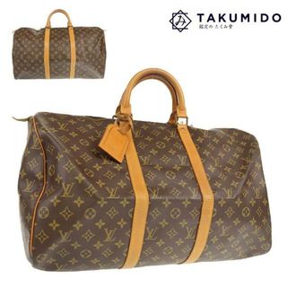 ルイヴィトン(LOUIS VUITTON)のルイヴィトン ボストンバッグ キーポル 50 M41426 中古 モノグラム ライン ブラウン レザー LOUIS VUITTON 【中古】 | 旅行カバン トラベルバッグ ユニセックス 茶 ブランド LV ヴィトン ABランク(ボストンバッグ)