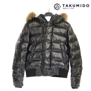 モンクレール(MONCLER)のモンクレール ダウンジャケット ファー メンズ サイズ2 中古 ブラック MONCLER 【中古】 | ブランド ファッション アウター 冬 シンプル 黒 ABランク(ダウンジャケット)