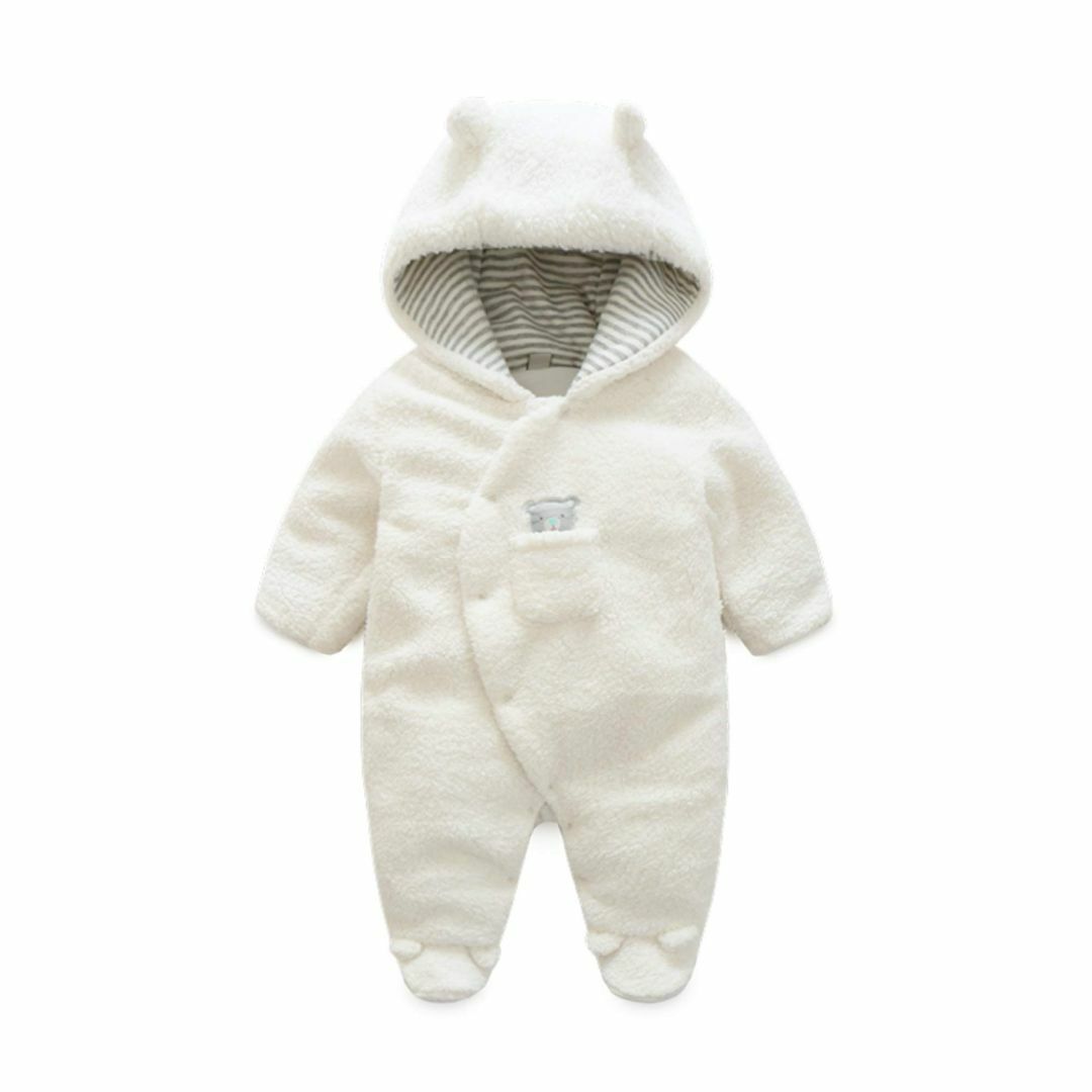綿100％外側[iCasso] ふわふわ ベビー服 カバーオール 赤ちゃん 着ぐるみ 足つき