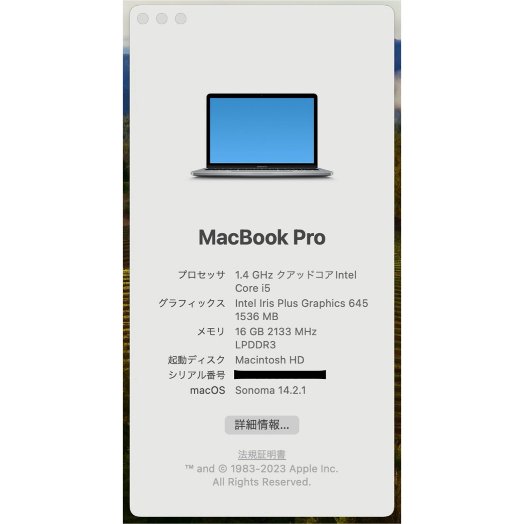Mac (Apple)(マック)の美品❗️MacBook Pro 2020 13inスペースグレイ　メモリ16GB スマホ/家電/カメラのPC/タブレット(ノートPC)の商品写真