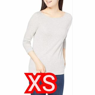 ボートネック XS スリムフィット ライトグレー 七分袖 Tシャツ レディース (Tシャツ(長袖/七分))