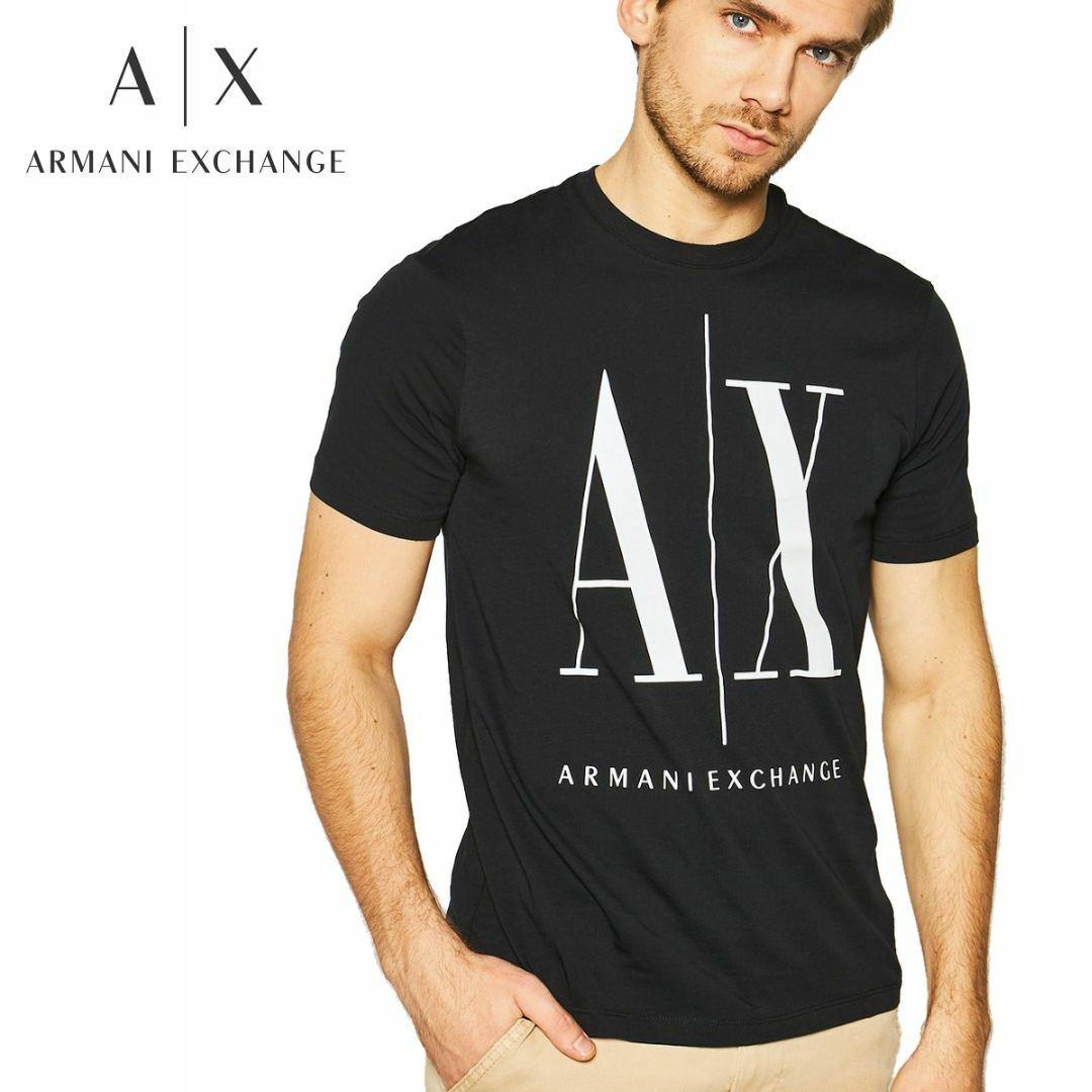 ARMANI EXCHANGE(アルマーニエクスチェンジ)の送料無料 1 ARMANI EXCHANGE アルマーニ エクスチェンジ 8NZTPA ZJH4Z ブラック クールネック Tシャツ size S メンズのトップス(Tシャツ/カットソー(半袖/袖なし))の商品写真