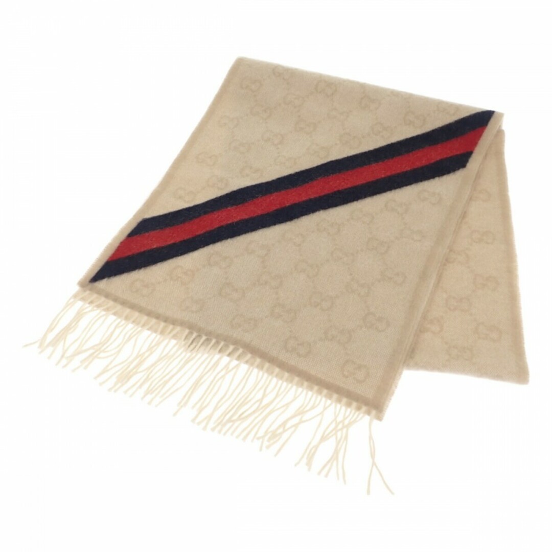 【中古】【Aランク】GUCCI グッチ ウェビングライン GG柄 マフラー 570603 3GB18 9568 ウール アルパカ サンド ベージュ系 ユニセックス 【ISEYA】 メンズのファッション小物(バンダナ/スカーフ)の商品写真