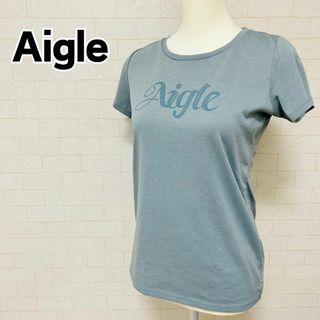 エーグル(AIGLE)の【美品】Aigle エーグル Tシャツ ロゴT ブルー系 M(Tシャツ(半袖/袖なし))